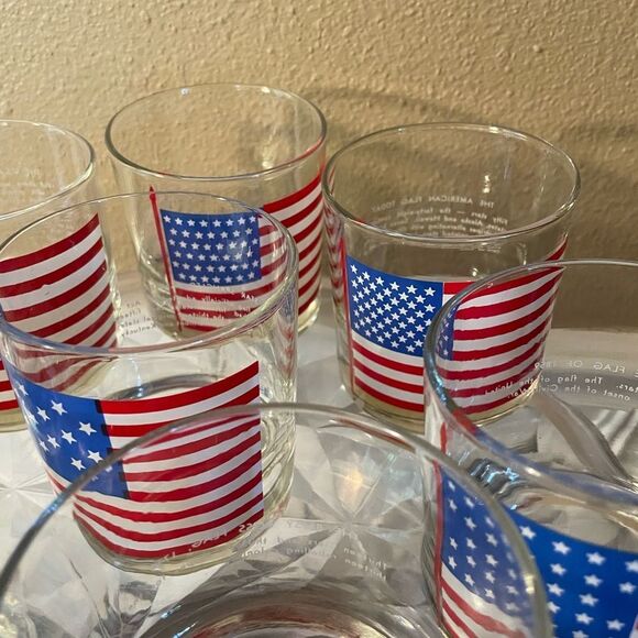 Libbey USA Flags with History on back Set of 8 Vintage Bar Glasses - Picture 6 of 16